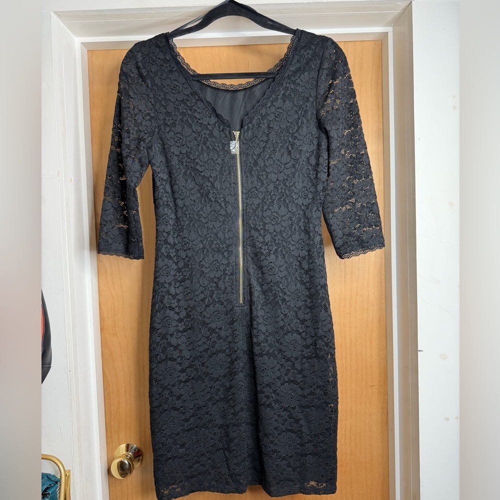 Eliza J. Women’s Black Lace Dress with Elbow Length Sleeves-Double Lined. Size:4 - Picture 5 of 5
